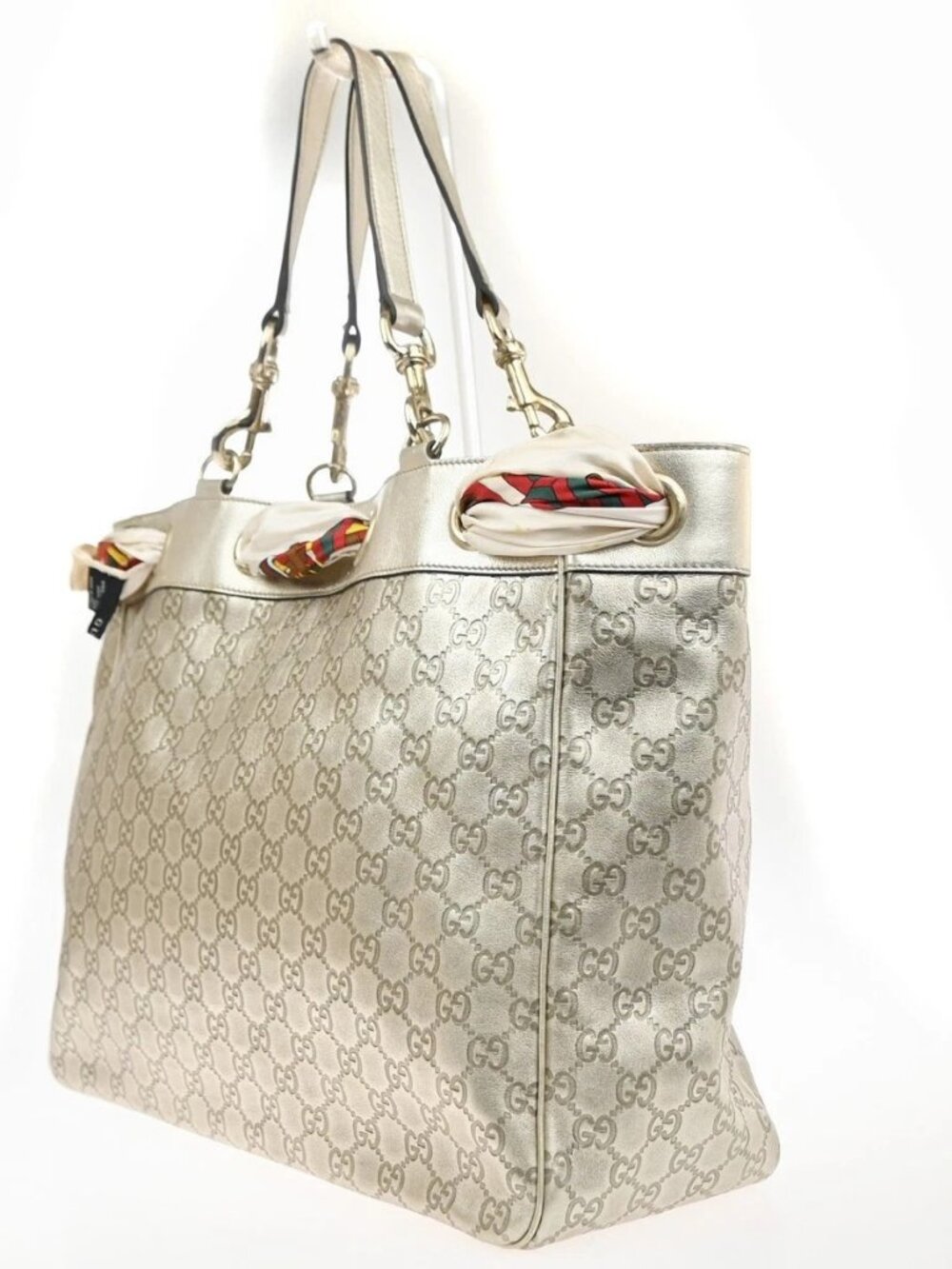 GUCCI Logo GG Pattern Positano Scarf Shoulder Bag Leather Gole GHW Italy 79YJ136 - Picture 2 of 16